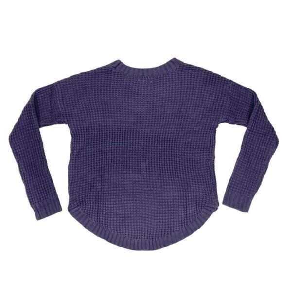 So Waffle Knit Sweater Womens Sz X-Small Purple Long Sleeve Crew Neck Pull Over - Picture 5 of 14